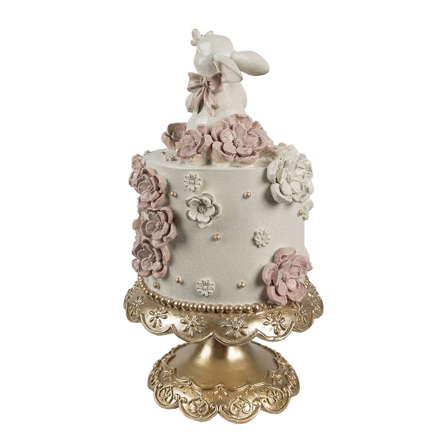 Torta decorativa in resina con coniglio Happy Easter - H.32x18 cm - Clayre e Eef